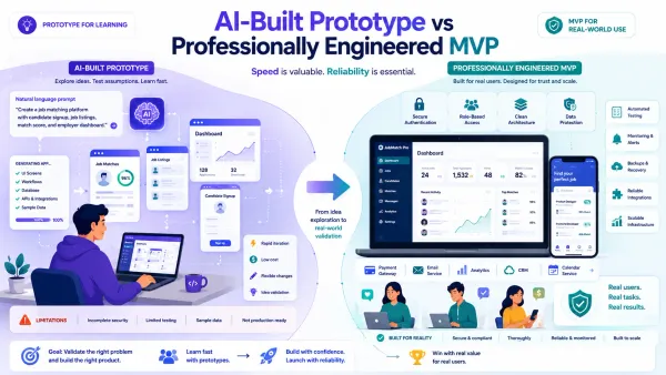 AI-built prototype vs professionally engineered MVP comparison