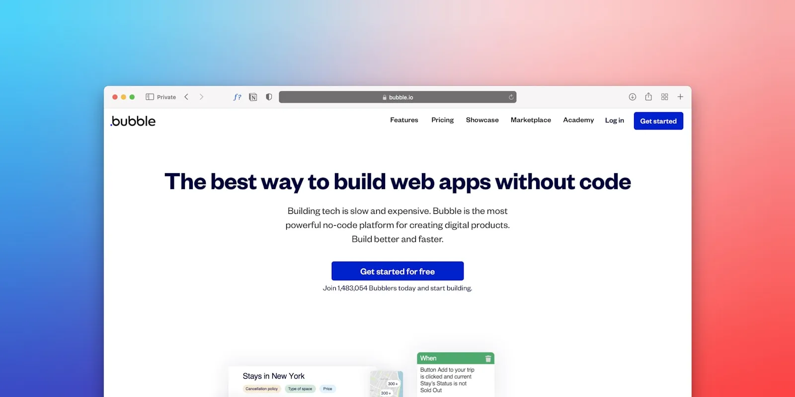 Screen showing a web app builder interface