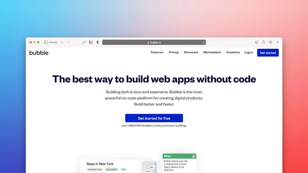 Screen showing a web app builder interface