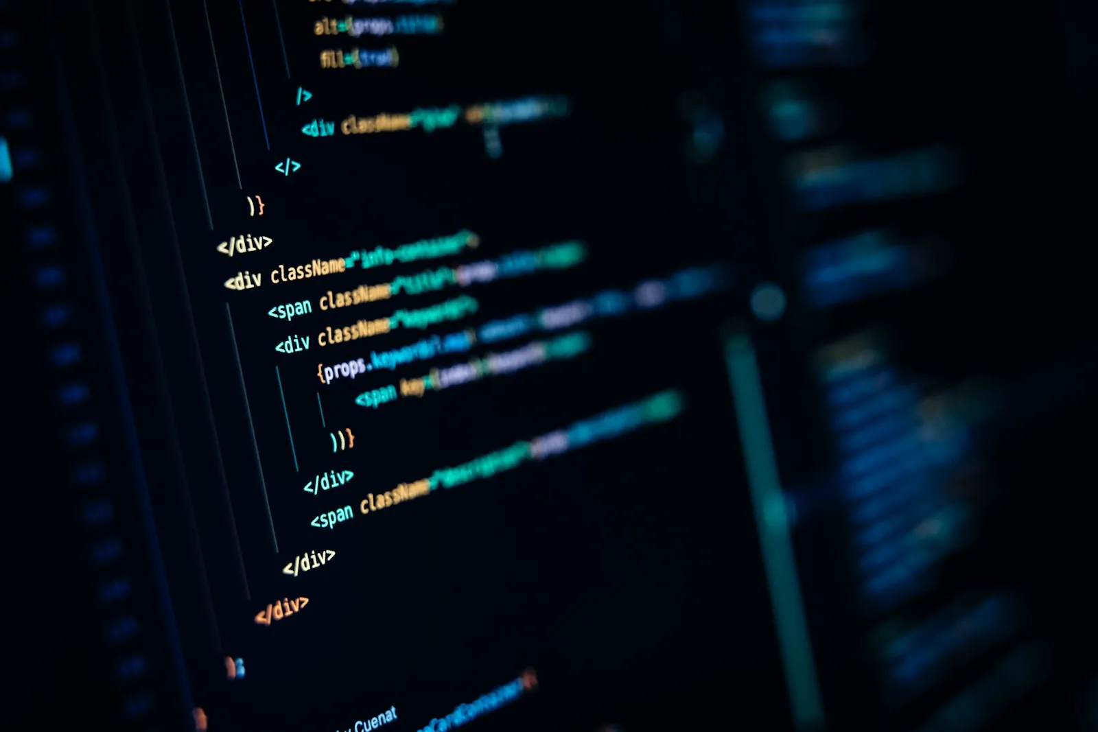 Close-up of a computer screen displaying many lines of code
