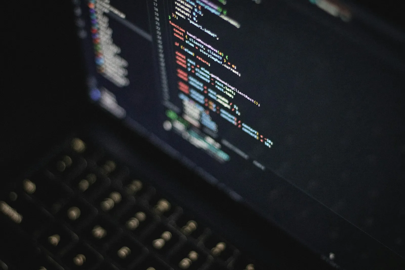 Computer screen displaying colorful lines of programming code