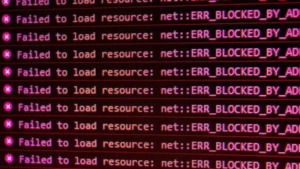 Red error messages displayed on a black computer screen